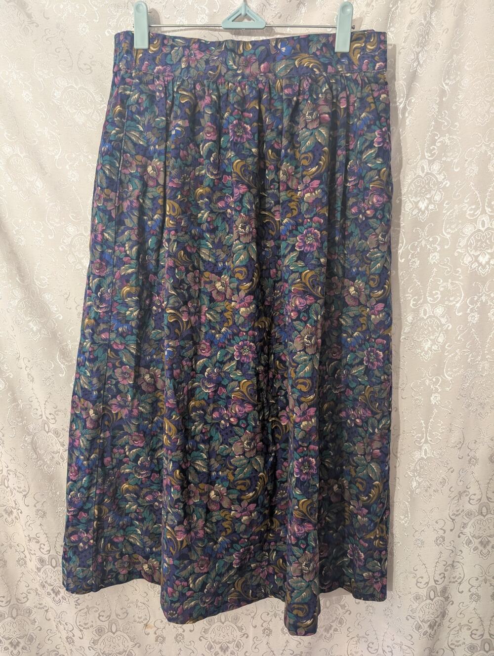 Vintage 90s Requirements Floral Tapestry Maxi Skirt Made in USA